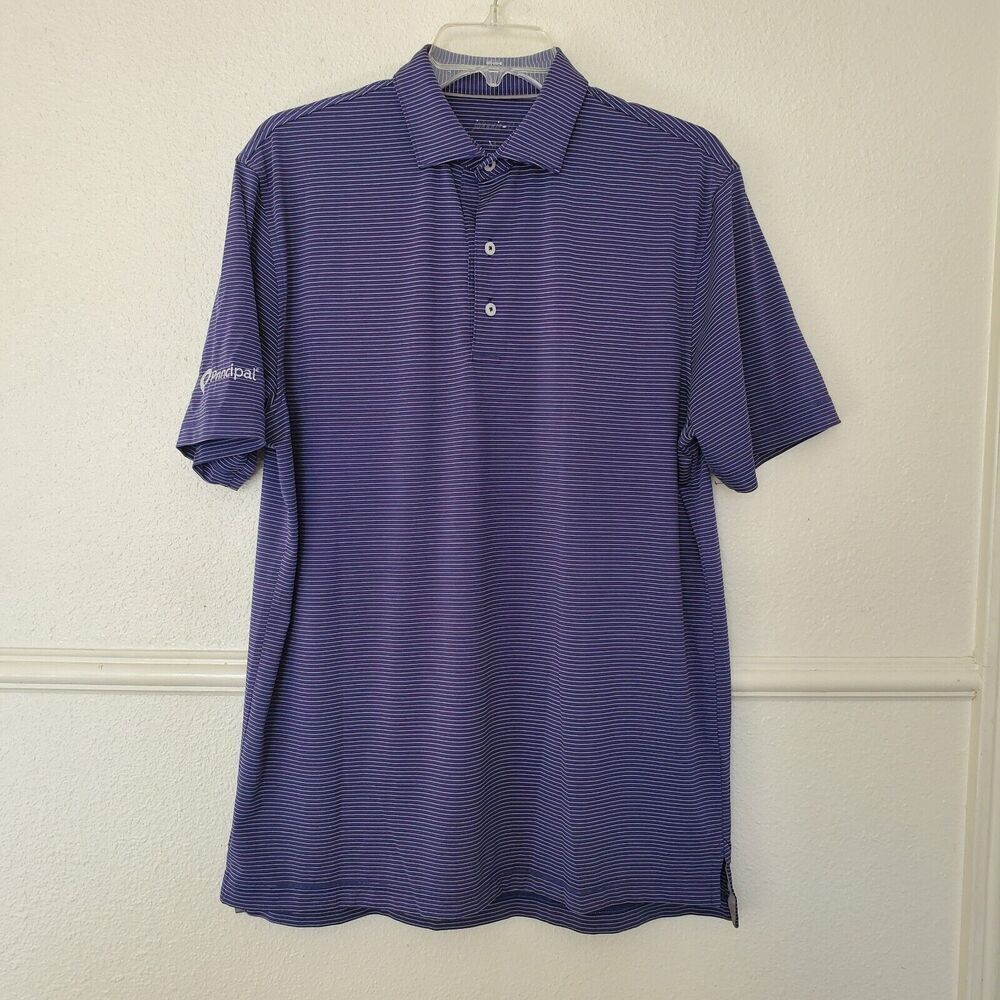 Johnnie-O Shirt Mens M Purple Albatross Striped‎ Prep-Formance Stretch Golf Polo